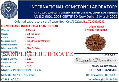 8 Mukhi Rudraksha Nepal Aath Mukhi Rudraksha आठ मुखी 8 Face Rudraksha Original Certified 8 मुखी नेपाली असली रुद्राक्ष Eight Face Rudraksha Blessed विघ्नहर्ता for Ganesh Chaturthi Puja