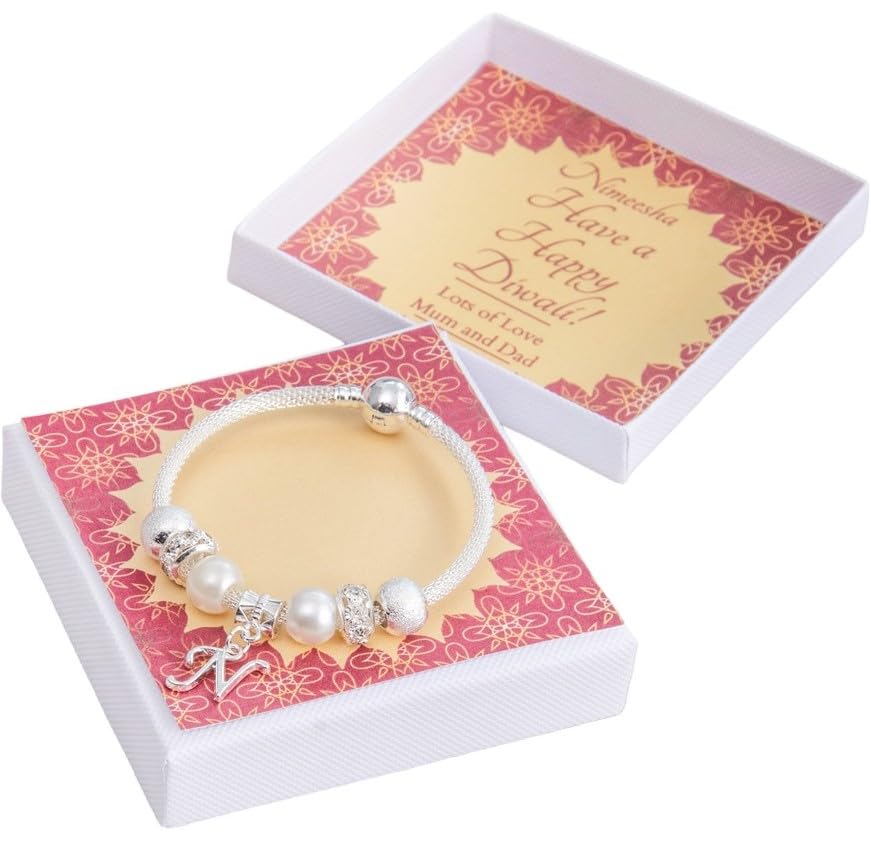 Diwali Gift For Older Girls Teenager Children's Hindu Celebration Festival of Lights Happy Diwali Charm Bracelet Her Girls Personalised Jewellery Keepsake Present