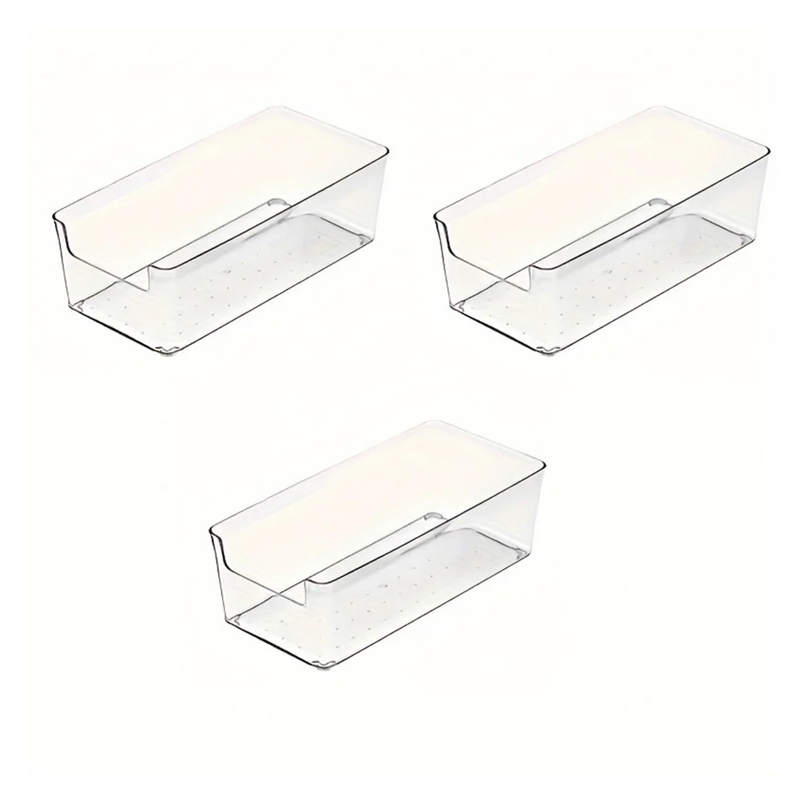 MJINA 1/3/6pcs Clear Plastic Storage Bins Drawer Storage Box For Tableware, Stationery Cosmetics, Snacks And Face Masks Sturdy Plastic(M 3 Pack)