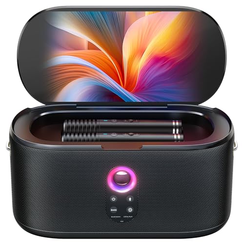 Ikarao Karaoke Machine for Adults, with Lyrics Display, Karaoke System for YouTube, 280W Speaker, Autotune & EQ, Connect to TV, Portable PA System with 2 Wireless Microphones for Home Outdoor Party