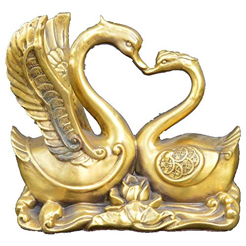 Statue décorative cygne en cuivre pur, accessoire maison et artisanat d'art
