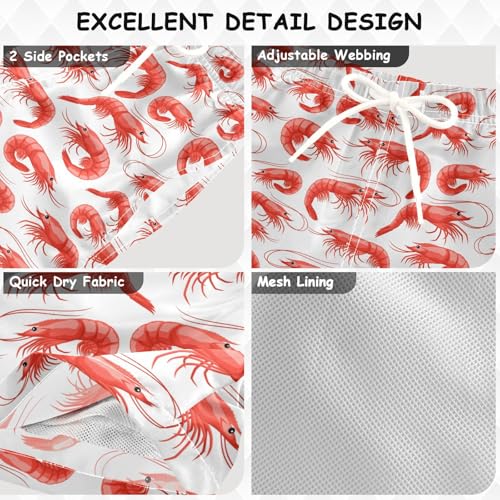 Boys Swim Trunks 2-12 Years Board Shorts Little Boys Toddler Red Shrimps Swimwear Shorts3