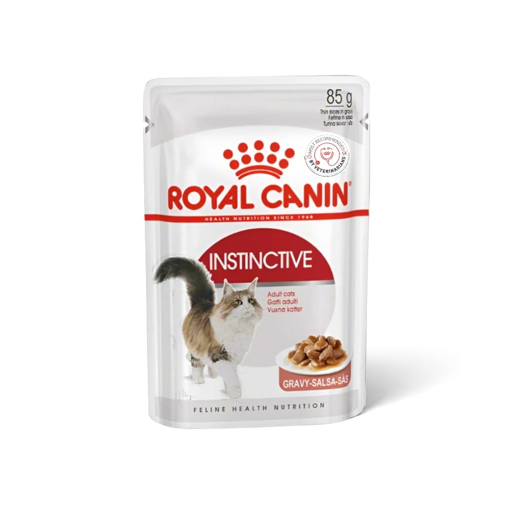 Royal Canin Instinctive Adult Cat Food, 85 Grams, Pack of 12 Sachet, Wet Food, Supports Active Behavior, Urinary Tract Health & Renal Health, Instinctively Preferred