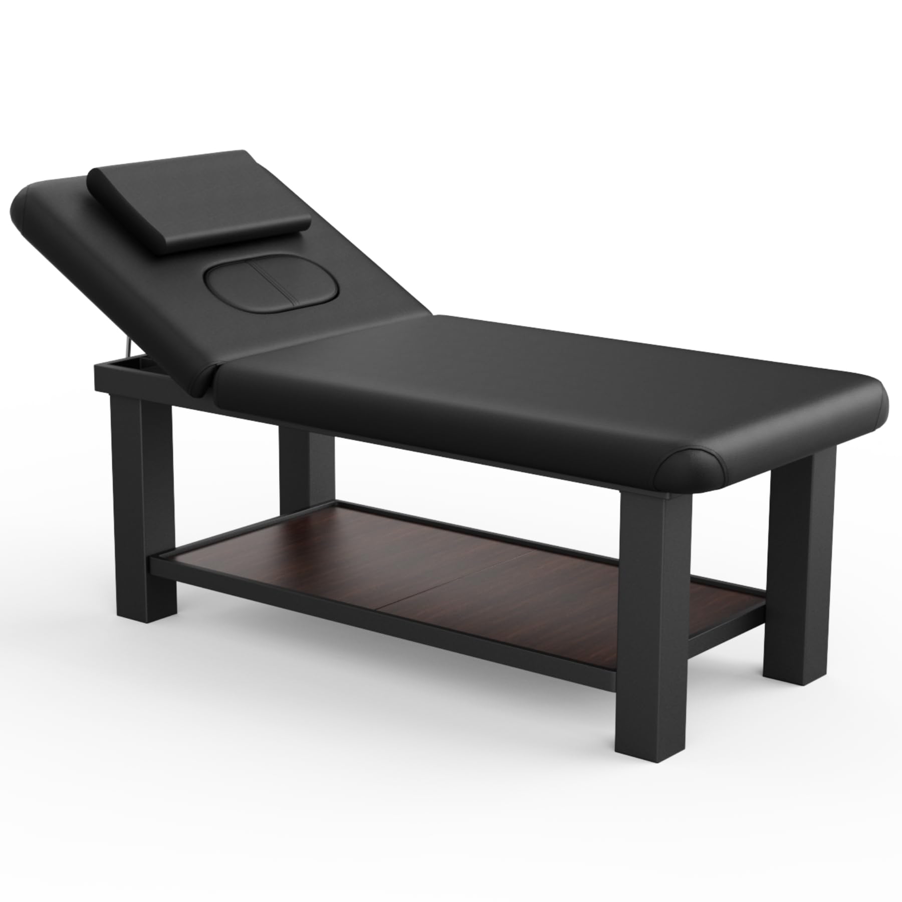 Ufurpie Adjustable Heavy Duty Stationary Massage Table for Treatment Table, Physical Therapy Table, Spa Facial Professional Massage Bed, Black PU Leather 31.5'' W, 700LBS Load, 4'' x 4'' Metal Legs