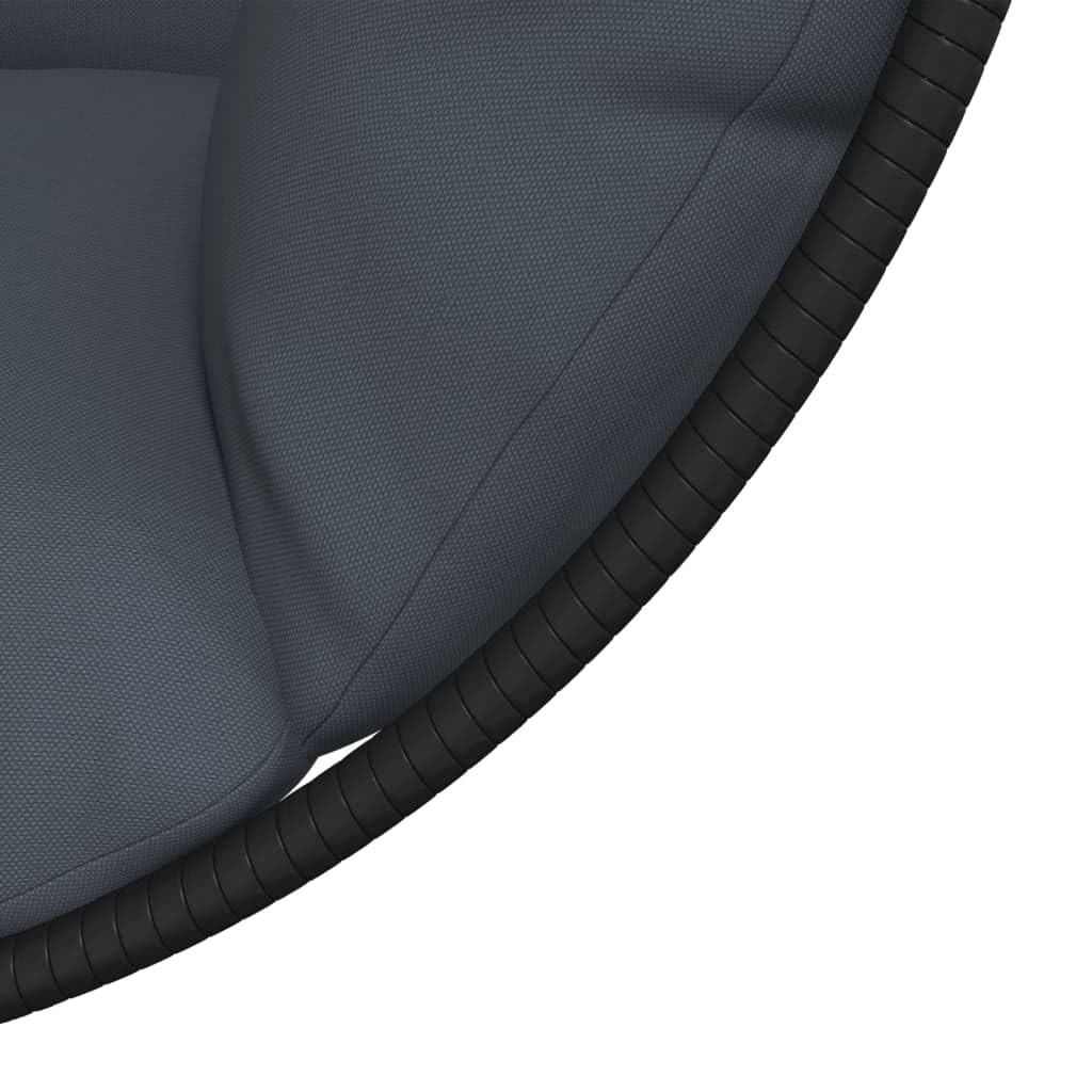 Fauteuil suspendu avec support, design œuf, anthracite, aspect rotin, fauteuil flottant pour salon et jardin, avec rembourrage confortable