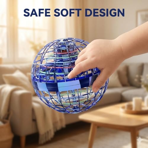 Image of Drumstone Rechargeable Flying Orb Ball Toy for Kids & Adults, Hand Controlled Hover Spinner Ball with RGB LED Lights, USB Rechargeable Boomerang Flying Spinner Toy for Indoor & Outdoor Games