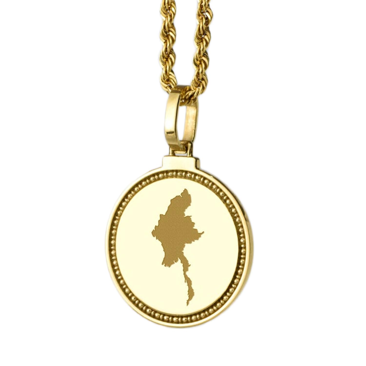 Pendentif carte du Myanmar en argent 925 qui ne ternit pas avec le temps