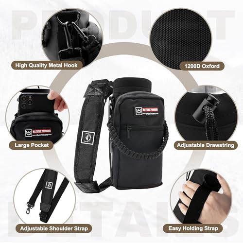 Image of NATURE PIONEOR 24 oz Insulated Water Bottle with Carrier Bag & 3 Lids
