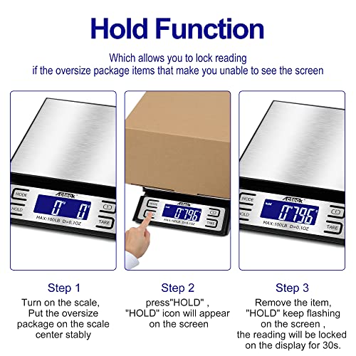 Image of Acteck A-808 High Accuracy 0.1OZ Digital Shipping Scale, Postal Scale and Mail Scale (100LB Stainless Steel)