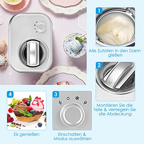 GOPLUS 1 L Eismaschine, Speiseeismaschine mit Automatisch Selbstkühlendem Kompressor 100 W & 3 Betriebsmodi… – Bild 6
