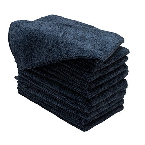 6 BLACK MICROFIBER TOWEL CLEANING CLOTHS BULK 16X27 HAND TOWELS
