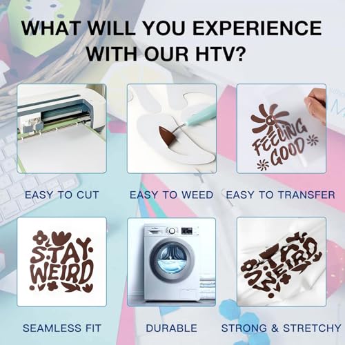 Image of HTVRONT HTV Rolls Heat Transfer Vinyl - 12 inch x 8ft Brown HTV Sheets for Shirts, Iron on Vinyl for All Cutting Machine - Easy to Cut & Weed for Heat Transfer Design (Brown)