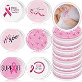 Vicenpal 48 Pcs Breast Cancer Awareness Gifts Bulk Mini Pocket Mirrors for Women Pink Ribbon Portable Round Makeup Mirror for Breast Cancer Charity, Office, Fundraiser Events