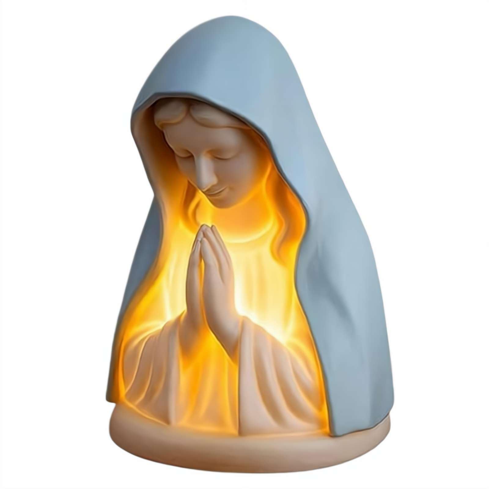 Virgin Mary Prayer Night Light, Elegant Religious Statue Lamp, Soft Eye Protection Small Catholic Table Lamp for Prayer Room to F-aith and Spiritual Comfort