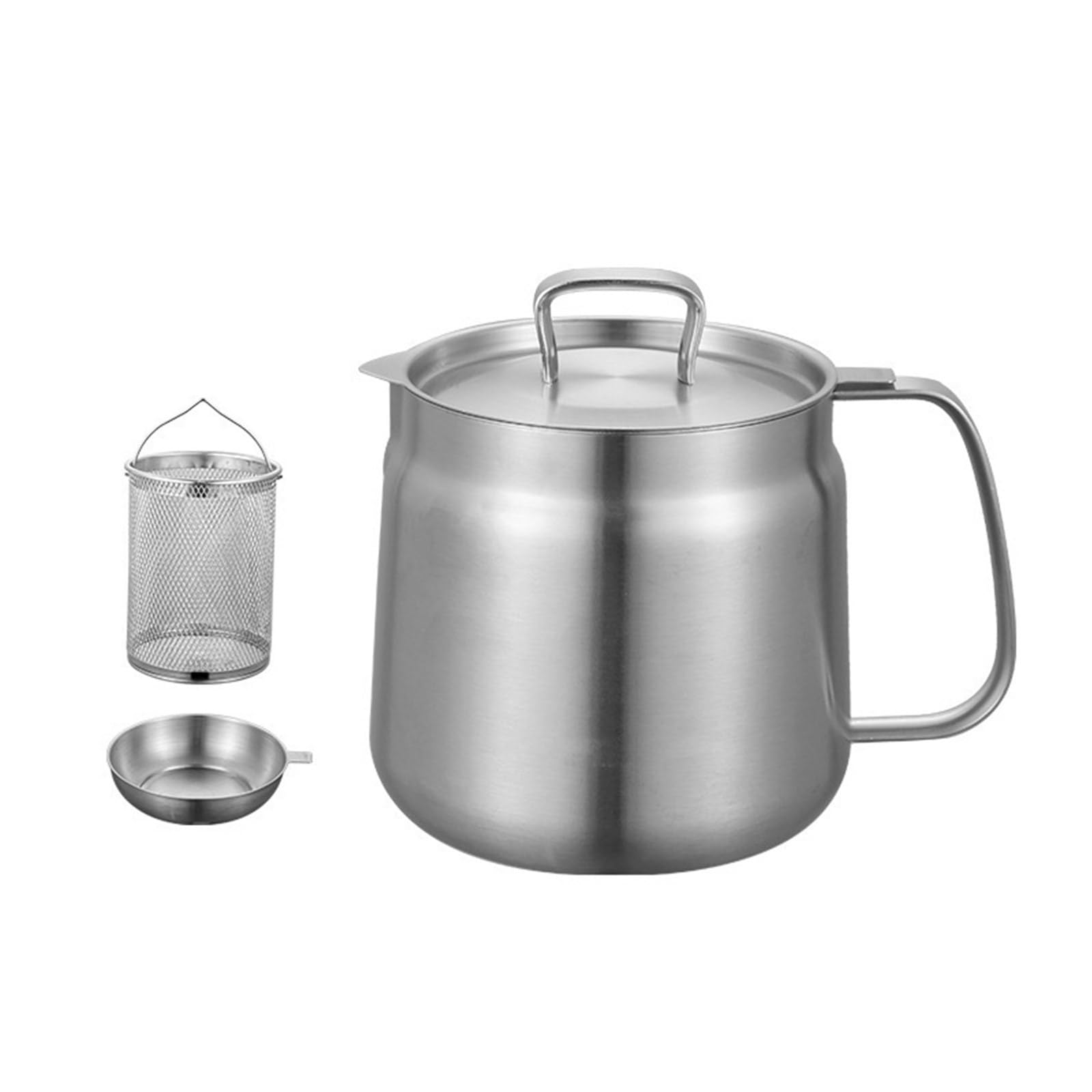 Jazuaiao Efficient 304 Steel Oil Filtration Built-in Fine Mesh Strainer & Handle for Cooking Oil Reuse (2L) Cooking Container