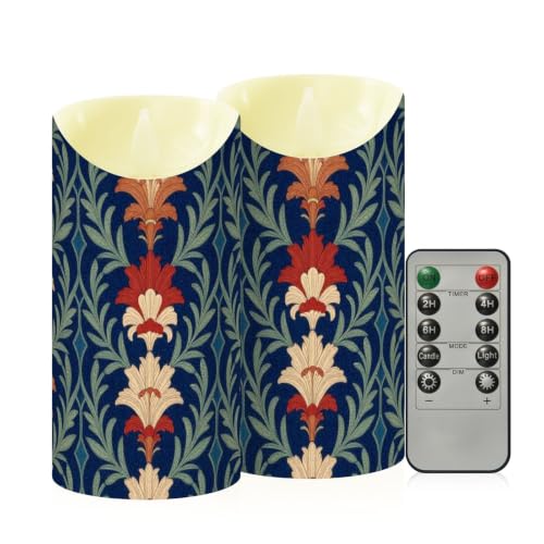 Pilar decorativo LED William Morris de cera sin perfume, set de 2 para regalar 2