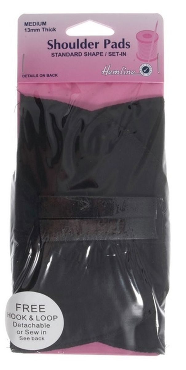 Hemline Black Shoulder Pads Set-In Medium