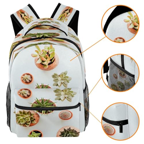 Sac à dos d'école plantes grasses multicolore de 29.4x20x40cm