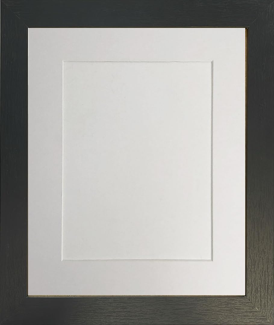 FRAMES BY POSTStudio Black Ash Picture Photo Frame with White Mount 18 x 14 for Image Size 14 x 11