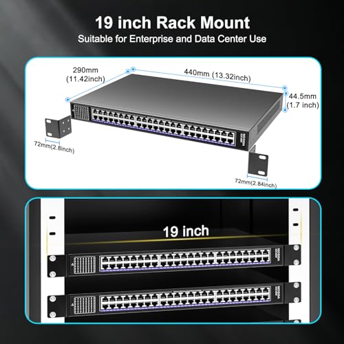 Image of 48 Port 2.5Gb Ethernet Switch Unmanaged, NICGIGA 48 Port 2.5G Network Switch, Plug & Play, Desktop or 19-inch Rack Mount.