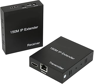 cigemay HDMI Ethernet Extender, 495ft/150m Full HD 1080P At 60Hz IR Control HD Multimedia Interface Loop Out Function Extender for Building Monitoring/Service Agencies/School Multimedia Teaching(#2)