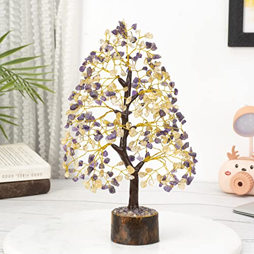 Amethyst & Citrine Crystal Tree Of Life - Chakra Tree Of Life, Handmade Gemstone Tree, Feng Shui Tree, Crystal Decoration, Money Tree, Spiritual Gift, Healing Crystal Tree, Gem Tree, Chakra Decor #TOP1