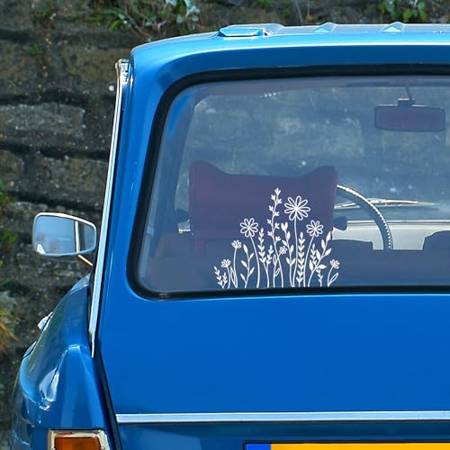Image of Ymapinc Decals for Cars,White Wildflowers Car Decal 6.1 * 5inches Boho Fun Car Window Stickers Cars Window Decorations for Outside