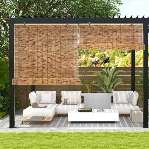 Cortinas enrollables de bambú para exteriores, cortinas opacas con protección solar para privacidad, decoración rústica, disponible en 100 x 160, 120 x 250, 150 x 300, 200 x 300 cm (160 x 188 cm)