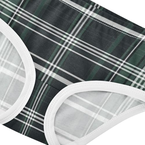 Girls' Panties Comfort Color for Kid Dark Green Plaid in Sizes 2T,3T, 4T, 5T, 6Y and 8Y4
