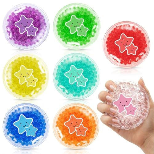 Kids Boo Boo Ice Packs for Injuries Teething Bumps & Bruises | 8 Small Reusable Gel Cold Compress for Instant Pain Relief | Child-Safe First Aid Cooling Pads (8 Color Star Design)