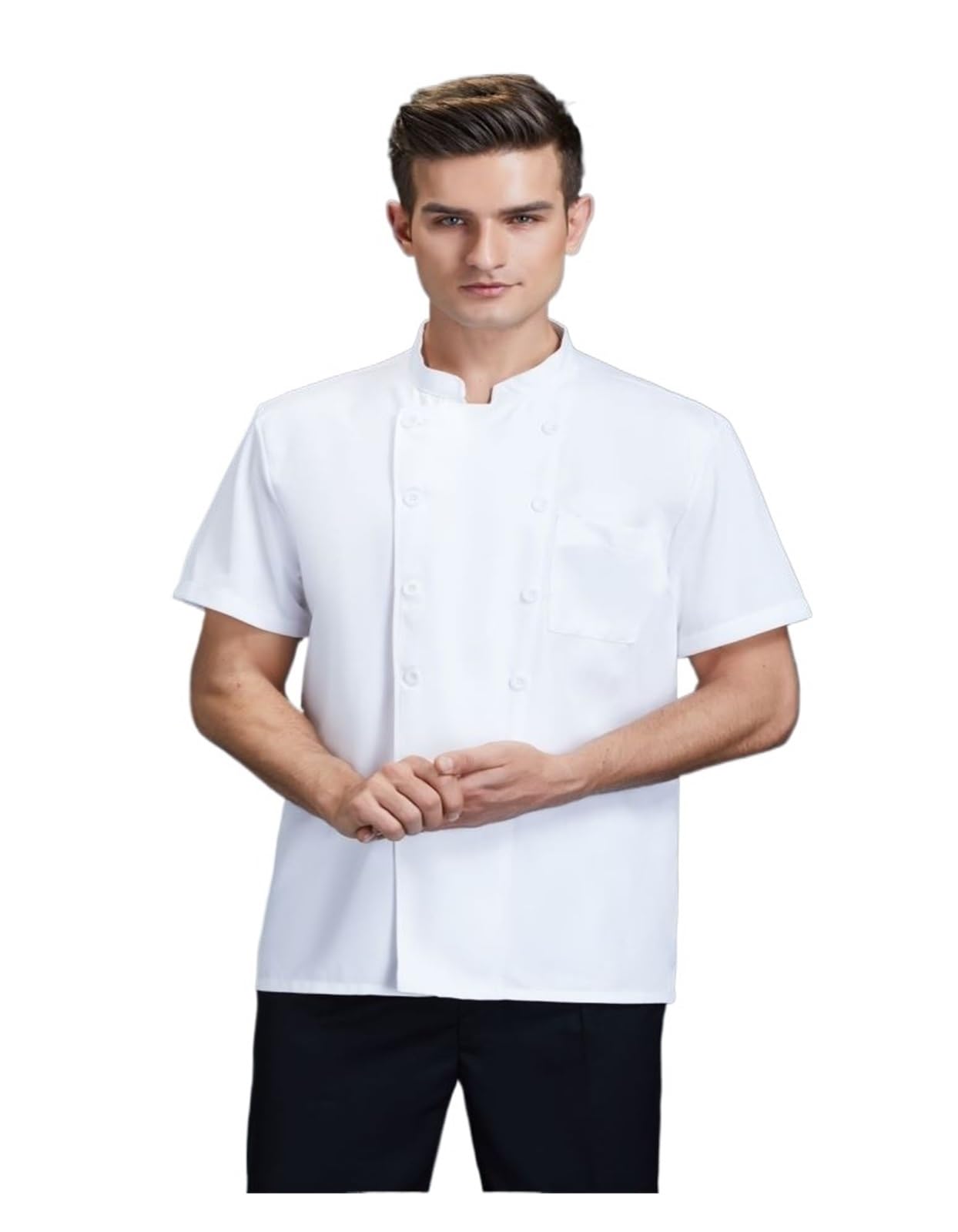 Koch Jacke Kochkleidung Langarm Zweireihig Küchenkleidung Hotel und Restaurant Arbeitskleidung for Männer Restaurant Back Kitchen(Bai-Duan,4XL)
