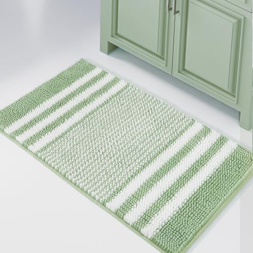 Tapis de bain extra doux Biscpro 40x60 cm vert lavable pour douche - 8
