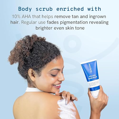 Image of Be Bodywise 10% AHA Body Scrub (200g) & UnderArm Roll On (50ml) | Exfoliates Skin, Reduces Tan, Ingrown Hair | Prevents Odour & Promotes Radiant Underarms | Paraben & SLS Free