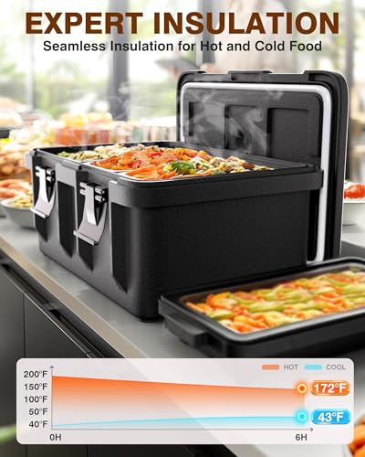 Pyy PYYBWT29G1BKUS Insulated Food Pan Carrier - 36Qt Hot Box Food Warmer Box Stackable Top Load Lldpe Commercial Food Warmers thumb #2