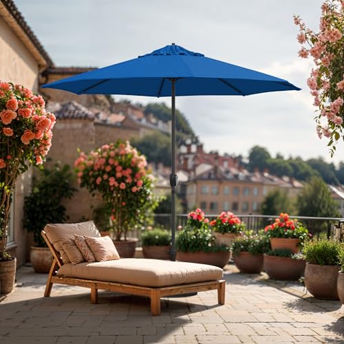Image of California Umbrella 8-Year Protection 9 Ft Outdoor Patio Umbrella, Solstice Fade-Resistant Fabric, Auto-Tilt, Heavy Duty Aluminum Frame, 8 Reinforced Ribs for Pool or Deck, Bronze Pole