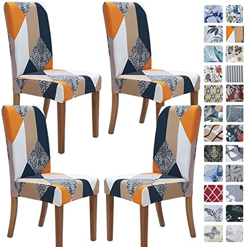 SPRINGRICO Chair Covers, Seat Covers for Dining Room (Malibu, 4 Pack)