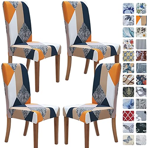 SPRINGRICO Chair Covers, Seat Covers for Dining Room (Malibu, 4 Pack)