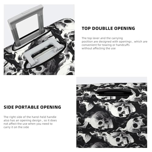 Black And White Multiple Skulls Elastic Travel Luggage Covers Dustproof Scratch-Resistant Suitcase Protector Fit 22-24 Inch3
