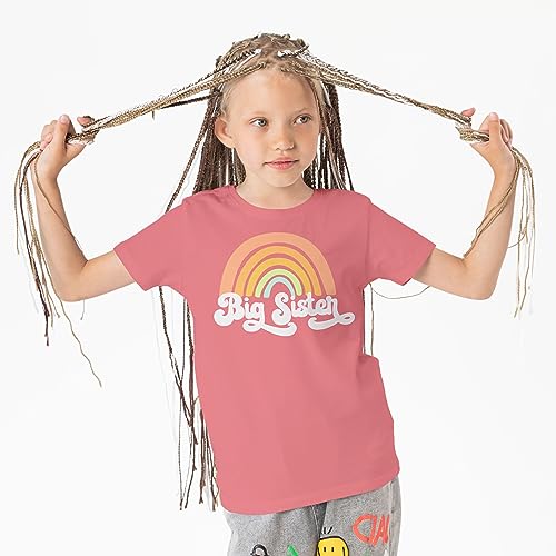 Big Sister Rainbow Big Sister Sibling Reveal Announcement Shirt for Baby and Toddler Girls Sibling Outfits4
