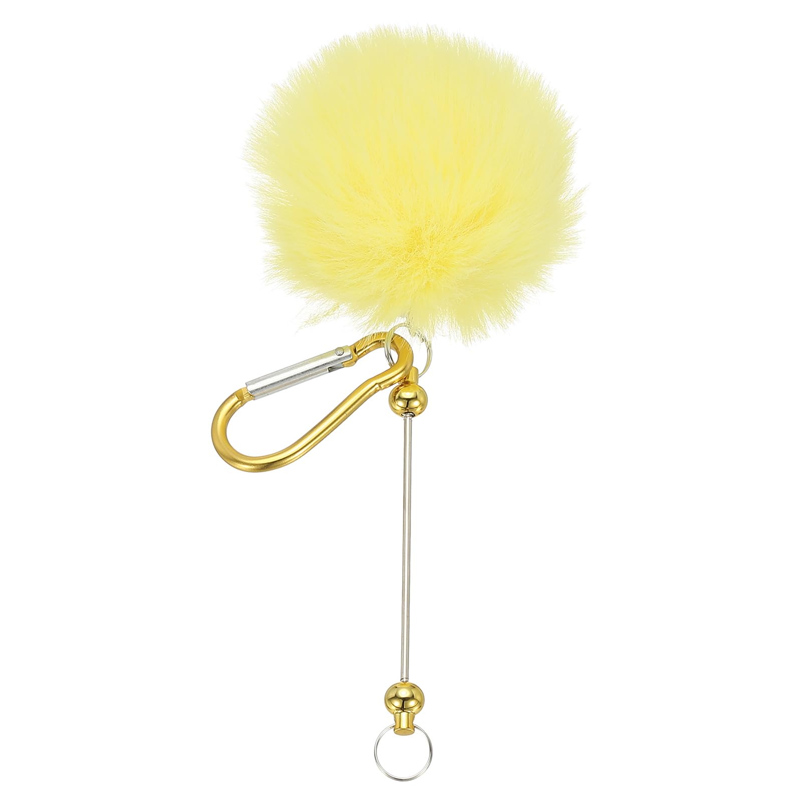 PATIKIL Beadable Keychain Bars, Plush Ball Beaded Keychain Blanks Bulk Making Supplies Kit with Snap Hook for Pendant DIY Art Crafts, Yellow