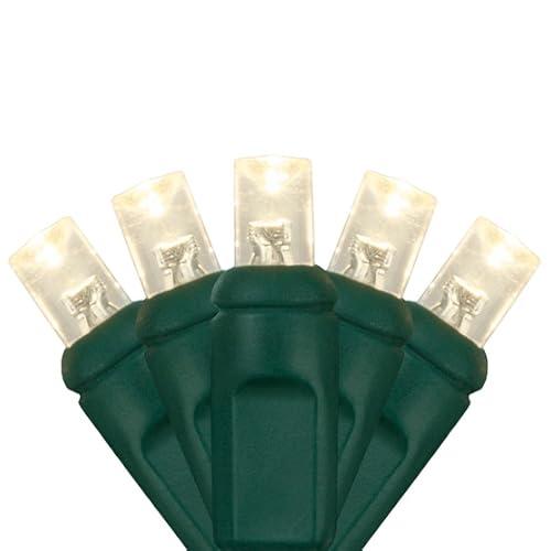 St. Nick's 50 LED Warm White Green Wire String Lights for Indoor Outdoor Christmas Trees, Patio, and Trees. St. Nick's 50 LED Warm White Green Wire String Lights for Indoor Outdoor Christmas Trees, Patio, and Trees.