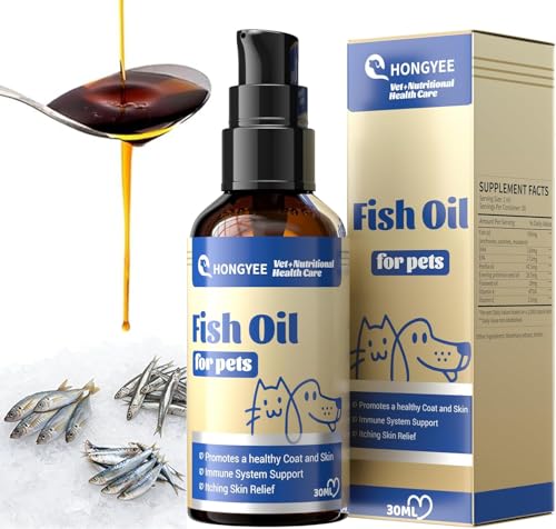 30ml Huile de Poisson Oméga 3-6-9 pour Chiens et Chats. Complément Naturel protège Peau, Pelage, articulations et cœur. Parfaitement adapté au régime...