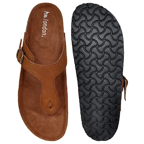 Image of Hx London Genuine Nubuck Leather Slipon Adjustable Sandals for All Day & Ethnic Wear