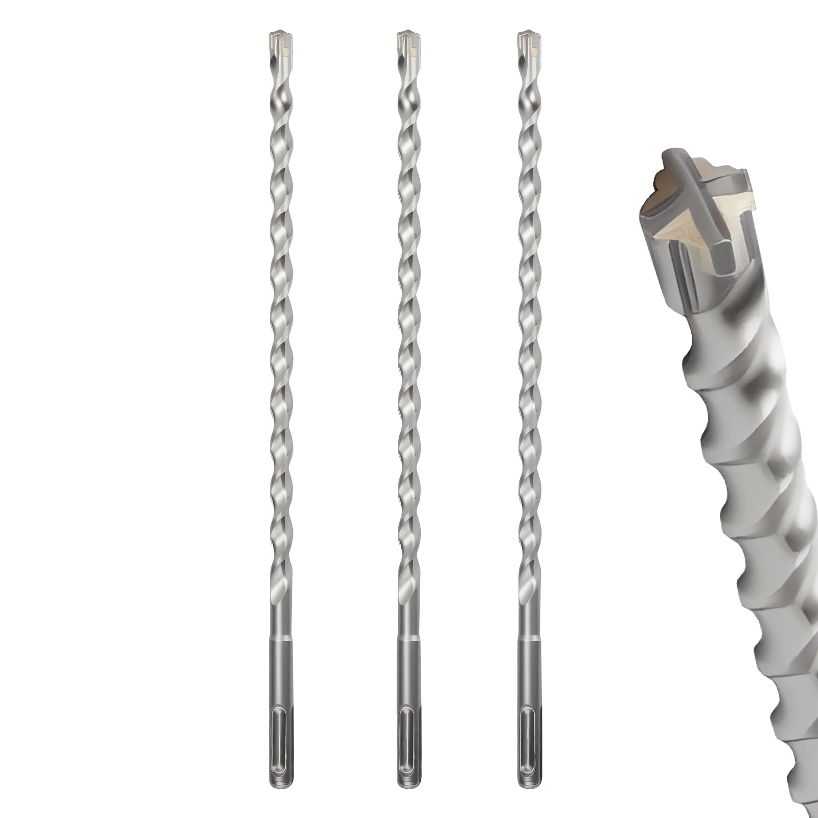 MOXPIFY 8mm Masonry Drill Bit 260mm Long, Hammer SDS Drill Bit for Reinforced Concrete, Brick Walls, SDS Plus Shank (8mm x 260mm x 3) — image 1