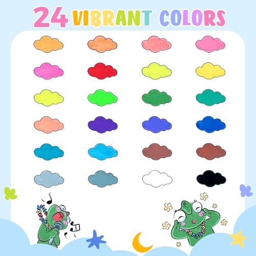 Image of Ohuhu Acrylic Markers Set 24 Colors, Ultra-Washable Markers for Kids Bullet Tip Paint Pens for Rock Painting Easter Eggs Wood Glass Ceramic Canvas School Classroom