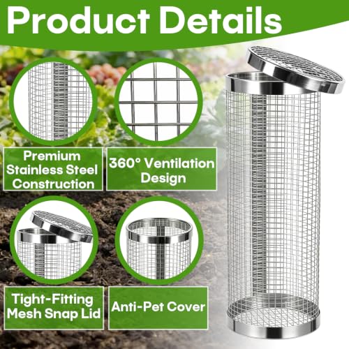 4 Pcs Inground Worm Composting Bin,Stainless Steel Composter with Lid - Image 3