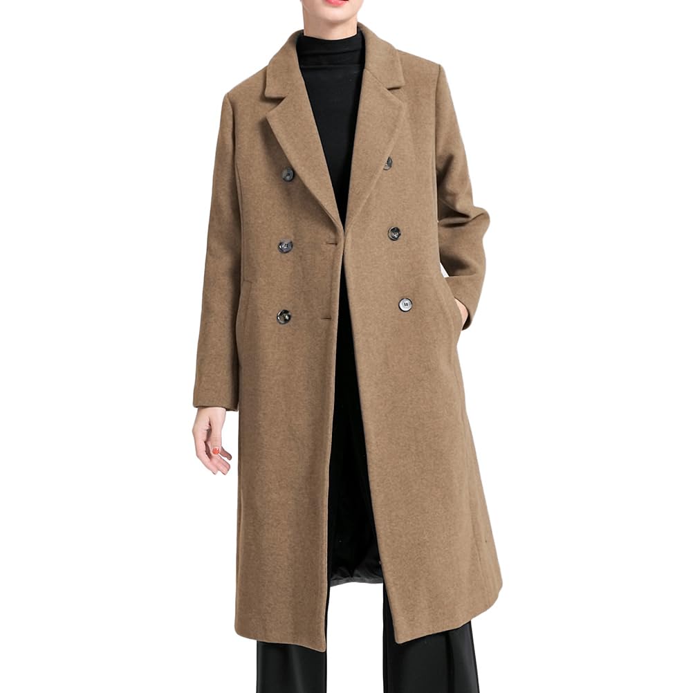 FTCayanz Cappotto Donna in Lana Invernale Doppiopetto Trench Lungo Giacche Caldo Elegante Cappotti