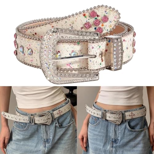 Shimmering Rhinestones Embellished Belt With Rhinestones Design PU Trendy Unisex Waist Strap For Daily Wear2