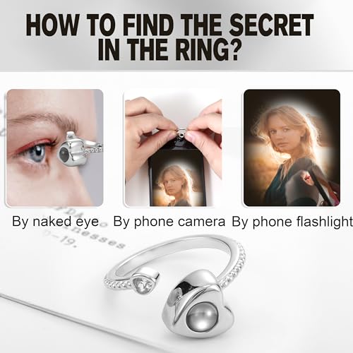 EMIRISTIC Pesonalized Photo Heart Ring with Customized Picture inside - Custom Sentimential Gifts for Valentine's Day Birthday Anniversary Any Special Day4