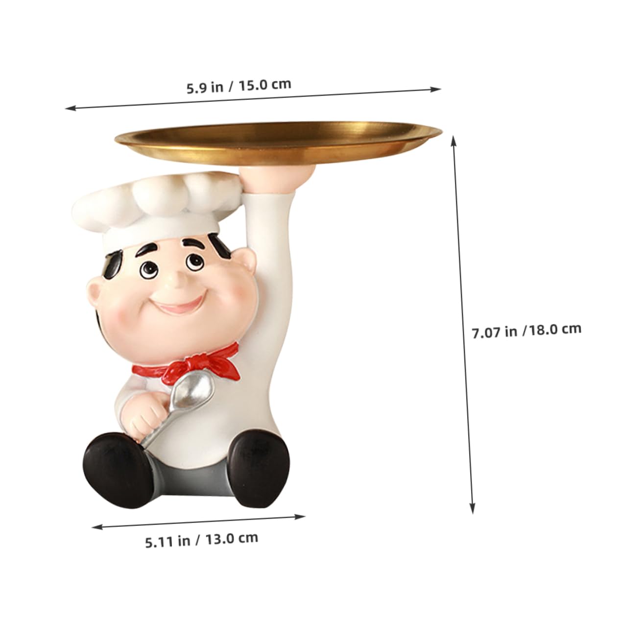 Alipis Vassoio Portaoggetti in Resina Robusta Con Statua Di Chef Porta Chiavi Porta Gioielli Per Soggiorno O Cucina.